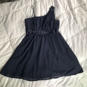 One shoulder navy wedding/formal dress